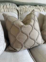 Ogee Crewel Woven Cushion Cover Beige Mink Natural Stone - Luxury Hotel Style