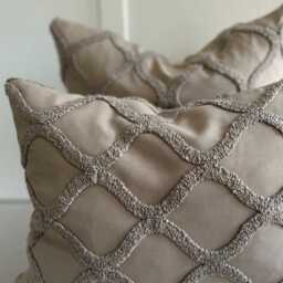 Ogee Crewel Woven Cushion Cover Beige Mink Natural Stone - Luxury Hotel Style - thumbnail 3