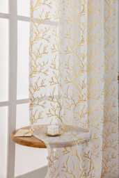 2 Colours Custom Curtains Gold Foil Tree Branch Sheer Curtain For Bedroom Living Room