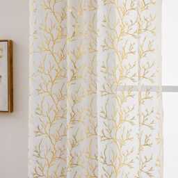 2 Colours Custom Curtains Gold Foil Tree Branch Sheer Curtain For Bedroom Living Room - thumbnail 2