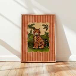 Tiger in The Jungle Art Print Whimsical Nursery Decor - thumbnail 2