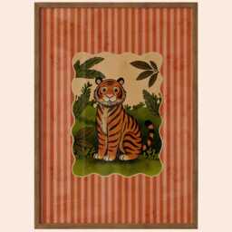 Tiger in The Jungle Art Print Whimsical Nursery Decor - thumbnail 3