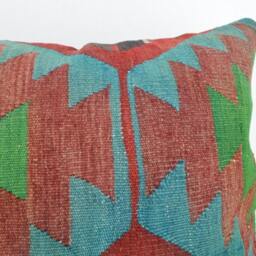"Kilim Pillow 24x24 Inc, Wool Kilim From Anatolia 60x60 cm, 24""x24" - thumbnail 3