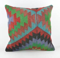"Kilim Pillow 24x24 Inc, Wool Kilim From Anatolia 60x60 cm, 24""x24" - thumbnail 1