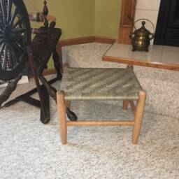 Handwoven Oak Footstool Cherry Finish Pioneer Stool - thumbnail 4