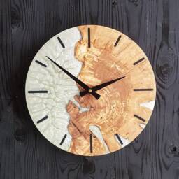 Custom Epoxy Resin Olive Wood Clock Modern Live Edge Decor - thumbnail 2