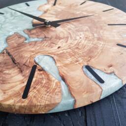 Custom Epoxy Resin Olive Wood Clock Modern Live Edge Decor - thumbnail 3