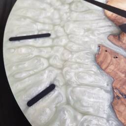 Custom Epoxy Resin Olive Wood Clock Modern Live Edge Decor - thumbnail 4