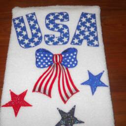 Appliqued Patriotic Hand Towel Usa Stars & Bows Decor - thumbnail 2