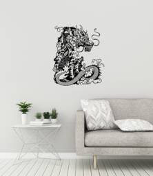 Oriental Dragon Vinyl Wall Decal Asian Fantasy Symbol Of Good Luck Beast Room Interior Sticker Mural 2941Di - thumbnail 1