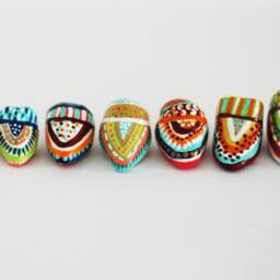 Customizable Polymer Clay Owl Figurine Colorful Barn Totem - thumbnail 2