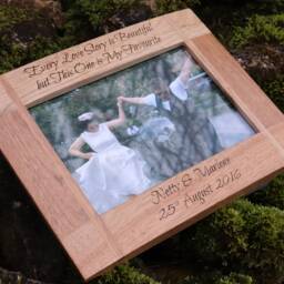 Personalised Photo Frame, Beautiful Oak Picture Wedding Gift, 5Th Anniversary, Engraved Frame - thumbnail 2