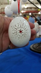 Hand-Carved Duck Egg Snowflake Ornament - #131