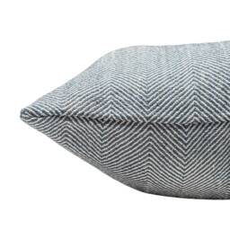 Faux Wool Linen Blend Herringbone Xl Rectangular Cushion in Navy Blue. Traditional Linen-Mix Effect Fabric. 23X15 - thumbnail 2