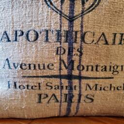 "Antique Hand-Woven Grain Sack 16""x16" - thumbnail 3