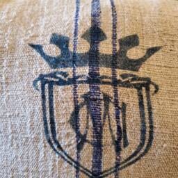 "Antique Hand-Woven Grain Sack 16""x16" - thumbnail 2