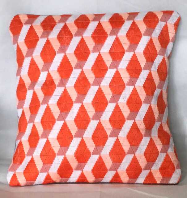 Contemporary 3D Effect Needlepoint Cushion, One Of A Kind Throw Pillow - image 1