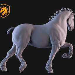 Shire Horse - Elevated Trot Pose - Unpainted Abs Resin Model - Traditional Draft Sculpture - thumbnail 2