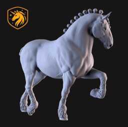 Shire Horse - Elevated Trot Pose - Unpainted Abs Resin Model - Traditional Draft Sculpture - thumbnail 1
