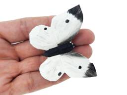 White Cabbage Butterfly Wooden Figurine - Hand Carved Nature Decor Gift - thumbnail 1