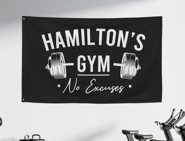 Custom Home Gym Wall Art Sign, Decor, Motivation, Fitness Gift , Fabric Banner, Personalized Banner Flag - image 1