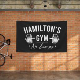 Custom Home Gym Wall Art Sign, Decor, Motivation, Fitness Gift , Fabric Banner, Personalized Banner Flag - thumbnail 2