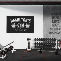Custom Home Gym Wall Art Sign, Decor, Motivation, Fitness Gift , Fabric Banner, Personalized Banner Flag - thumbnail 3