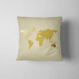 World Map Pillow, Gold Pillow Cover, Travel Lover Gift, Wanderlust Decor, Explorer Living Room Throw Adventure Home Decor - thumbnail 4