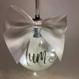 Light Up Memorial Bauble, Christmas Personalised Feather Christmas, Bauble - thumbnail 3