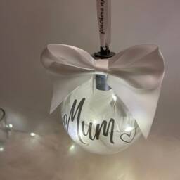 Light Up Memorial Bauble, Christmas Personalised Feather Christmas, Bauble - thumbnail 2