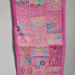 Embroidered Table Runner. Patchwork Sari Wall Hanging Made in India - thumbnail 3