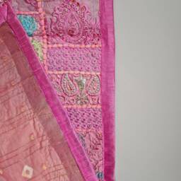 Embroidered Table Runner. Patchwork Sari Wall Hanging Made in India - thumbnail 4