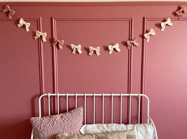 Felt Bow Garland - Pink Nursery Decor, Wall Hanging - image 1