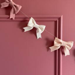 Felt Bow Garland - Pink Nursery Decor, Wall Hanging - thumbnail 2