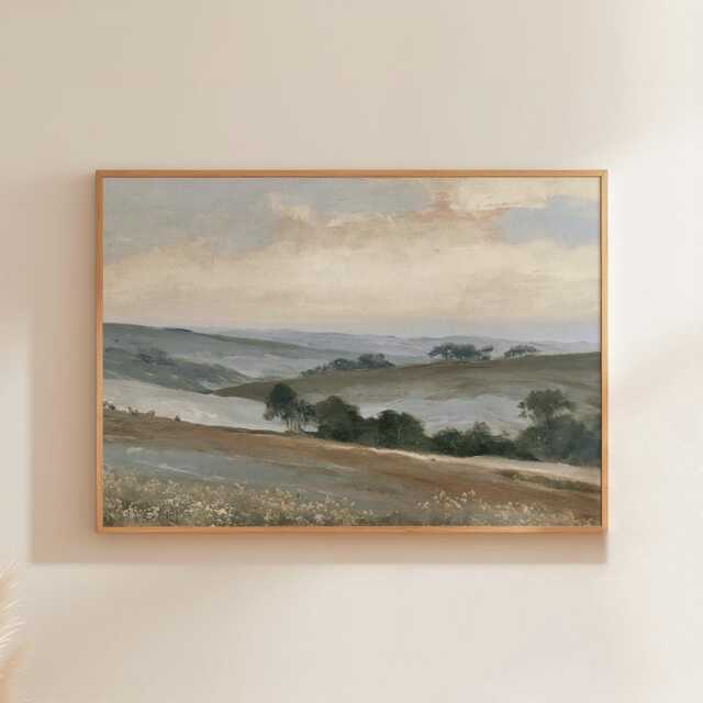 Sage Hills Poster, Rolling Landscape Wall Art, Neutral Country Print - image 1