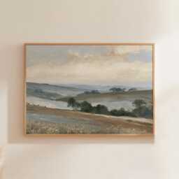 Sage Hills Poster, Rolling Landscape Wall Art, Neutral Country Print - thumbnail 1