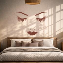 Beautiful Female Face Vinyl Wall Decal Woman Eyes Lips Lashes Beauty Salon Stickers Mural - #2738Da - thumbnail 1