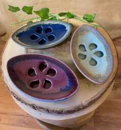 Ceramic Soap Dish - Eye Shaped/Dip Glaze Pottery Fair Trade Gift