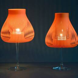 Lamp Shades For Wineglasses, Tea Light Table Lamp, Wine Glass Lantern, Set Of 2, 4 Or 10 Orange Miss Molly - thumbnail 4