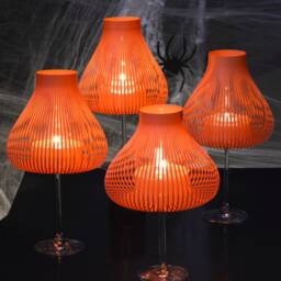 Lamp Shades For Wineglasses, Tea Light Table Lamp, Wine Glass Lantern, Set Of 2, 4 Or 10 Orange Miss Molly - thumbnail 2