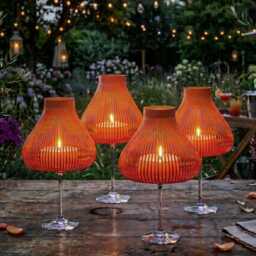 Lamp Shades For Wineglasses, Tea Light Table Lamp, Wine Glass Lantern, Set Of 2, 4 Or 10 Orange Miss Molly