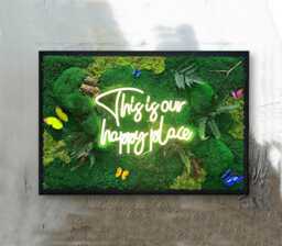 Framed Preserved Moss Wall Art With Neon Sign, Personalized Light Decor, Business Led - thumbnail 1