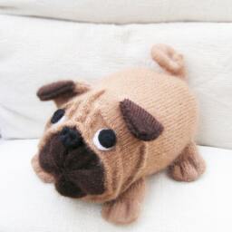 stuffed Dog Pug Carlin Mops Decorative Pillow Plushie Soft Plush Dog Puppy Throw Cushion Hand Knitted Doglover Gift - thumbnail 3