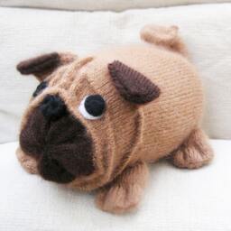 stuffed Dog Pug Carlin Mops Decorative Pillow Plushie Soft Plush Dog Puppy Throw Cushion Hand Knitted Doglover Gift - thumbnail 2