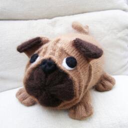 stuffed Dog Pug Carlin Mops Decorative Pillow Plushie Soft Plush Dog Puppy Throw Cushion Hand Knitted Doglover Gift - thumbnail 4