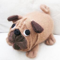 stuffed Dog Pug Carlin Mops Decorative Pillow Plushie Soft Plush Dog Puppy Throw Cushion Hand Knitted Doglover Gift - thumbnail 1
