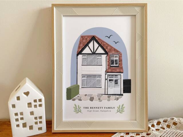 Custom House Portrait Print, Housewarming Gift, Painting, Painting From Photo, New Home First Personalised Gift - image 1