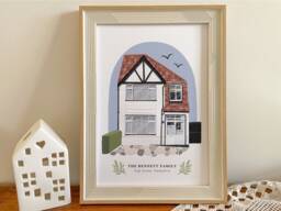 Custom House Portrait Print, Housewarming Gift, Painting, Painting From Photo, New Home First Personalised Gift - thumbnail 1