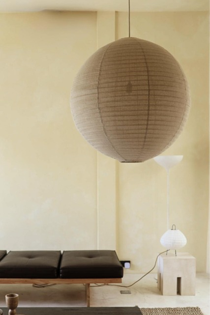 Oversized Linen Pendant Light - Modern Round Ceiling Lamp For Farmhouse, Boho Scandinavian Decor Taupe Luna - image 1