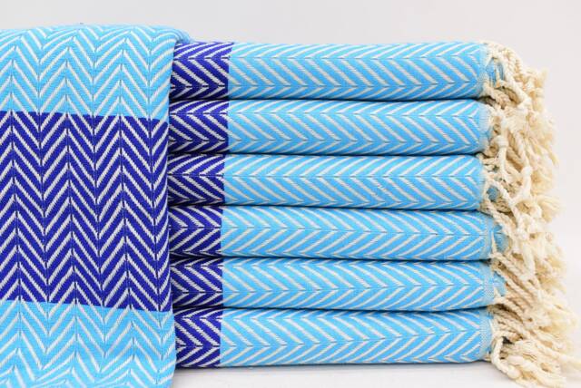 Blue Towel, Turkish Towel, Turkey Towel, Organic Cotton Towel, 40x70 Peshtemal Herringbone Gift Towel Iso-Dml - image 1